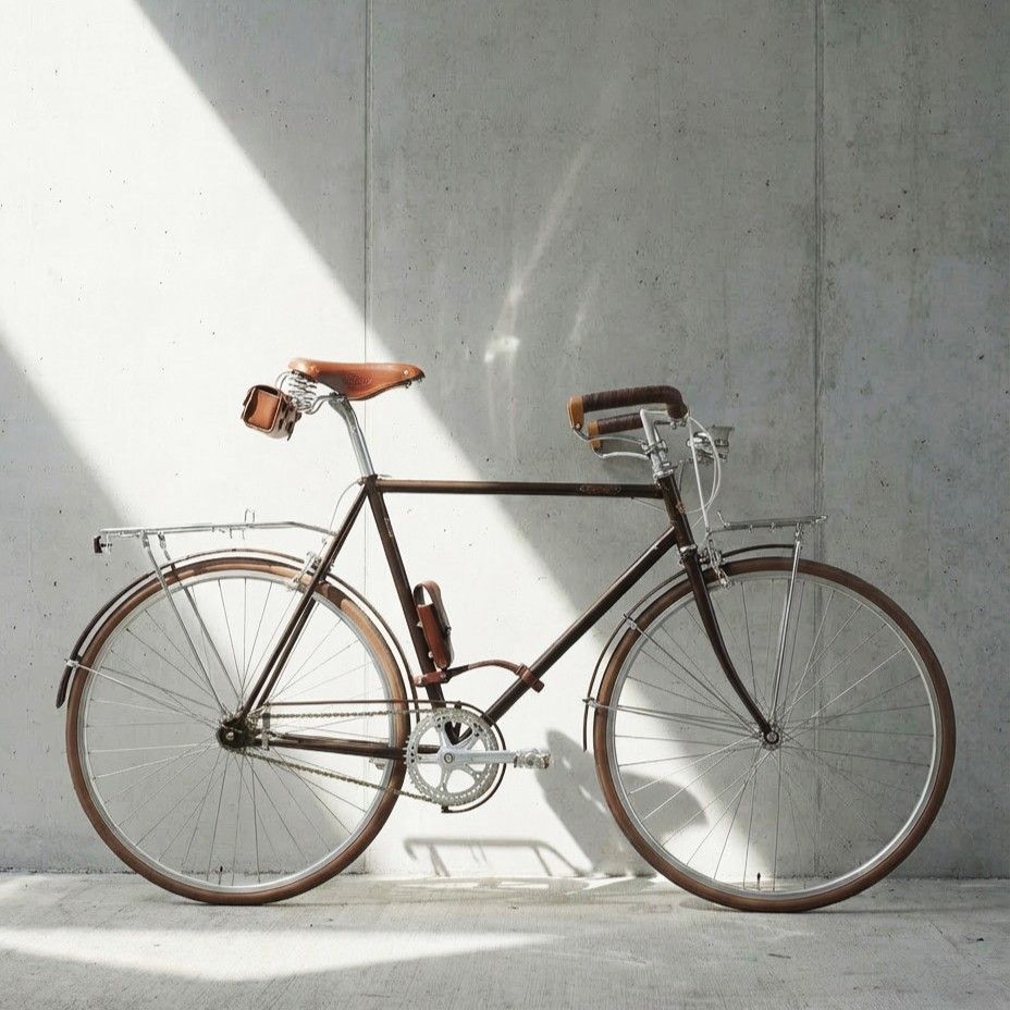 瑞士復古城市鋼管自行車側面全貌，採用高品質鋼管車架、真皮細節與泥除鏈蓋組，全配備設定適合日常通勤與長時間城市騎行。