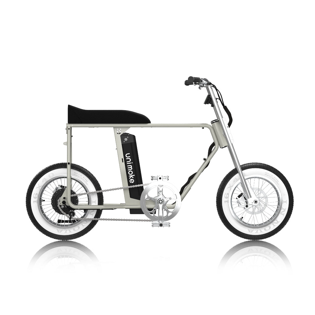 minibike 海鹽灰是 Urban Drivestyle 全新打造的 16 吋小輪徑車款，復古摩托車靈感結合現代電輔科技