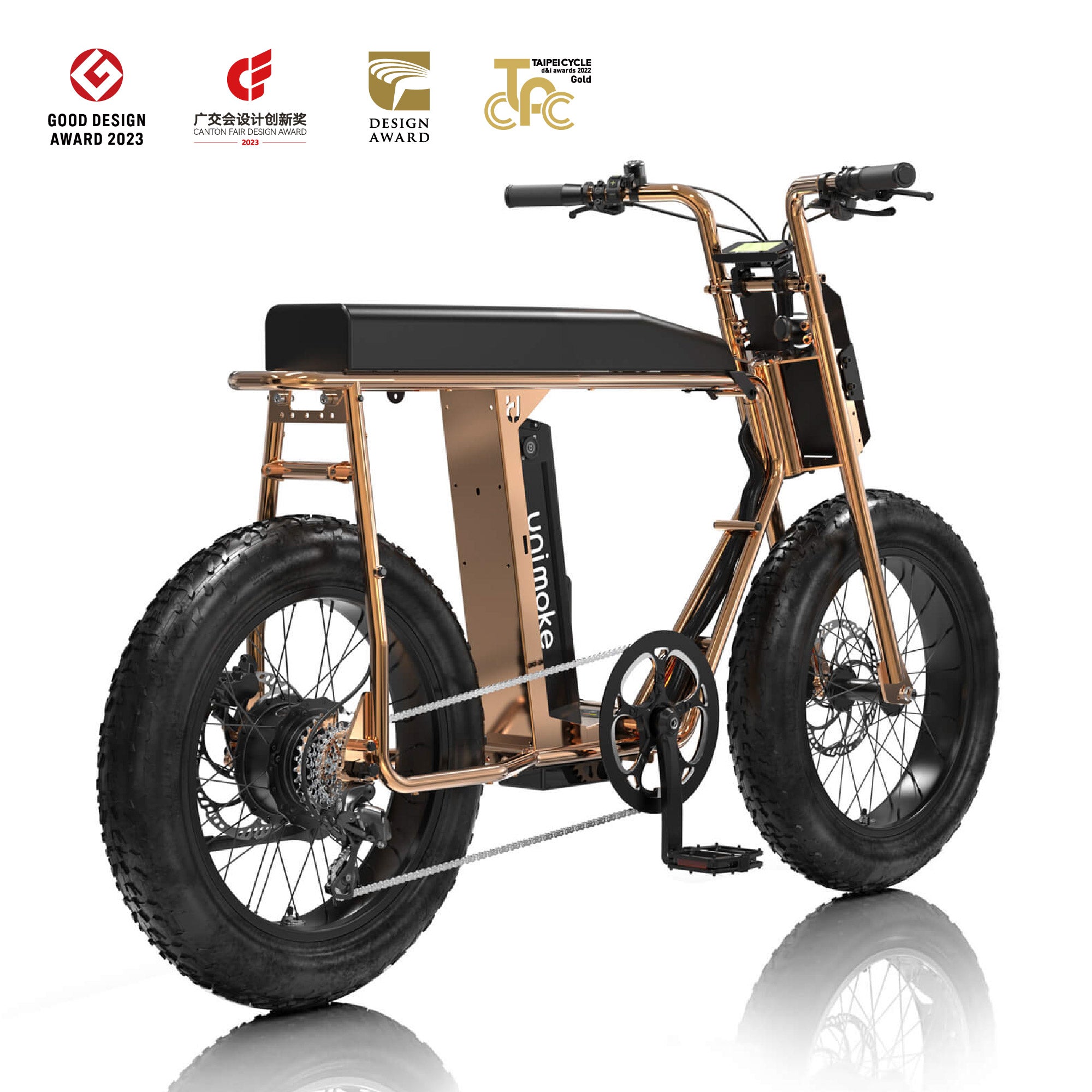 Unimoke MK 玫瑰金 車身後放斜右45度角整車照