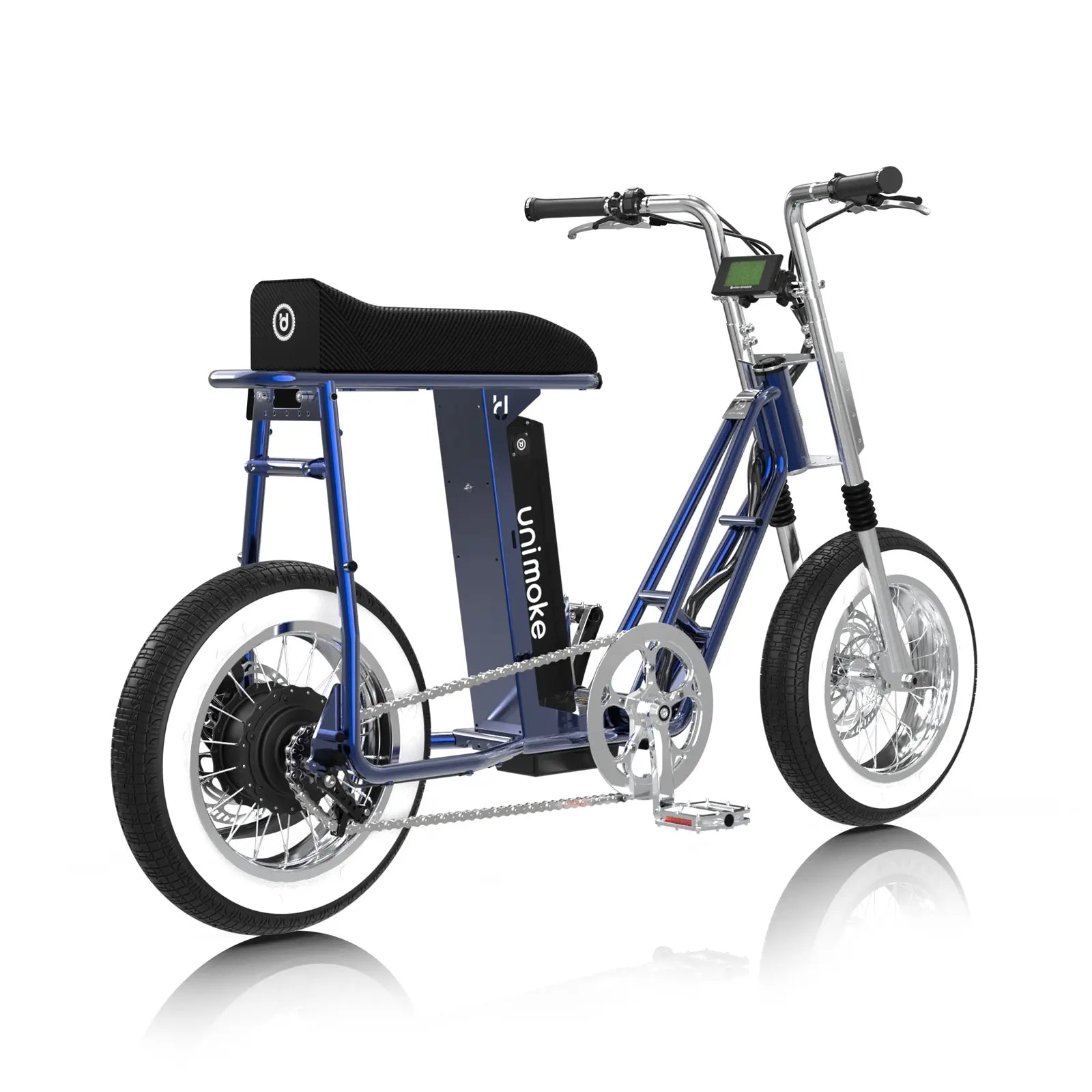 Unimoke miniswing 清漆寶石藍，清漆新色搭配亮銀配件，適合都市騎乘及日常使用