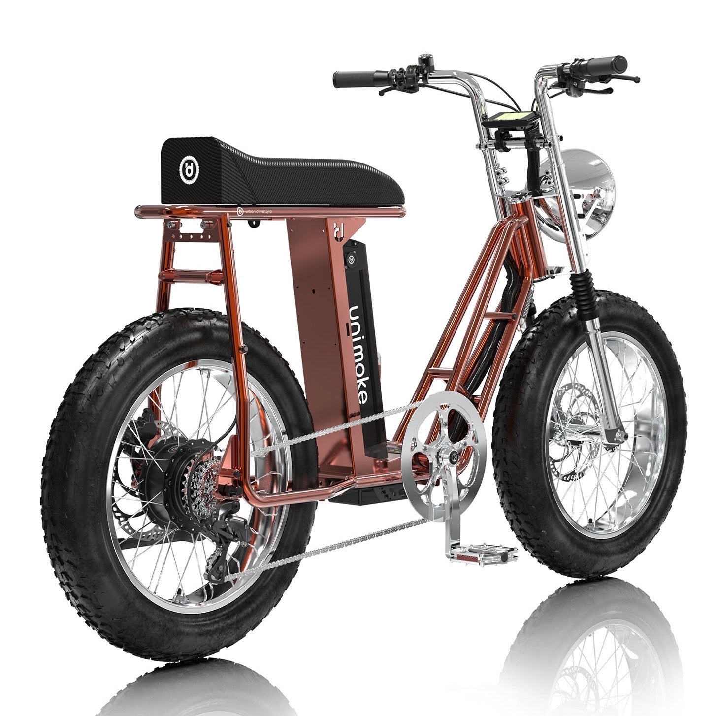 Unimoke SW 清漆火焰橘搭載 Panasonic 48V 16Ah 電池、9 段電力輔助與 Shimano 7 速變速，重新定義街頭風格與騎行美學