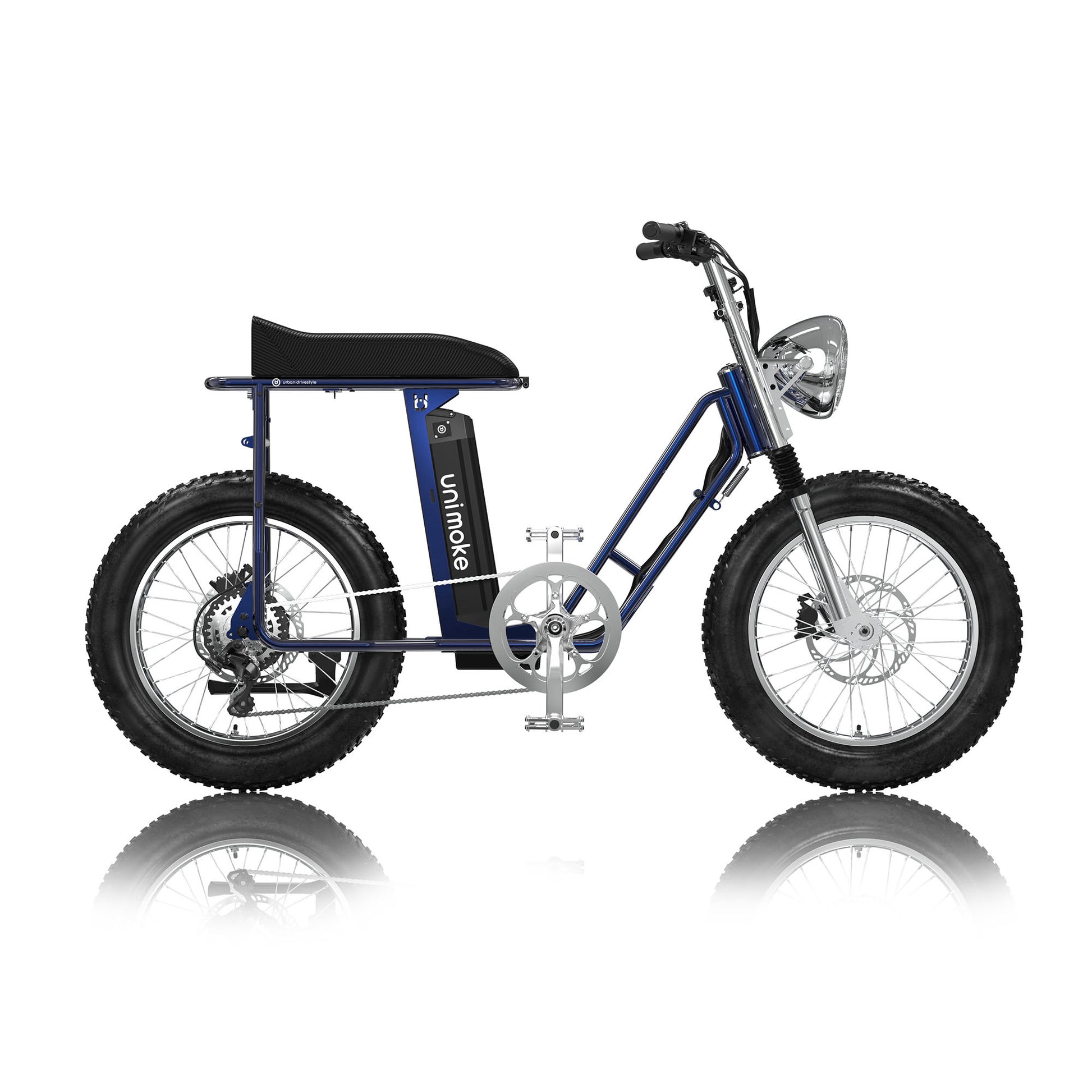 Unimoke SW 清漆寶石藍搭載 Panasonic 48V 16Ah 電池、9 段電力輔助與 Shimano 7 速變速，重新定義街頭風格與騎行美學